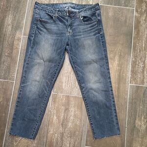 American Eagle Outfitters Dark Blue cut Ankle Jeans